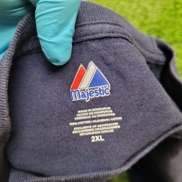 Official Majestic Tampa Bay Rays Script Logo T-Shirt Mens XXL MLB Baseball Faded - Picture 5 of 5